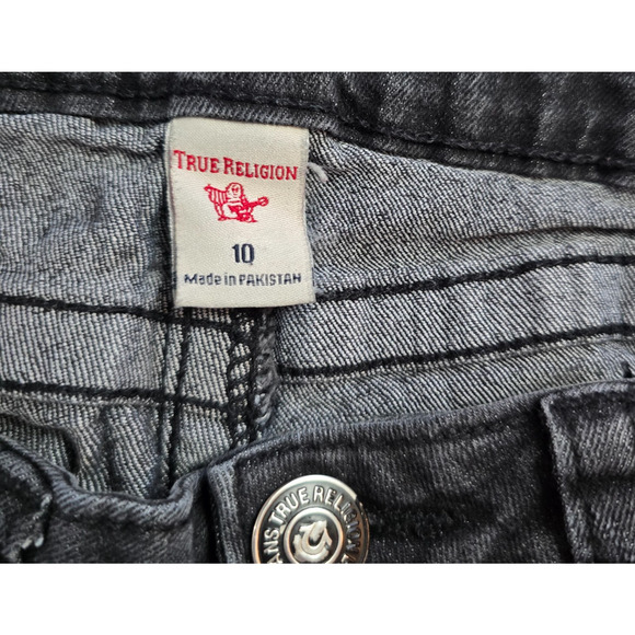 True Religion Gino Jeans Women's 10 Black Distressed Relaxed Slim - Picture 6 of 16